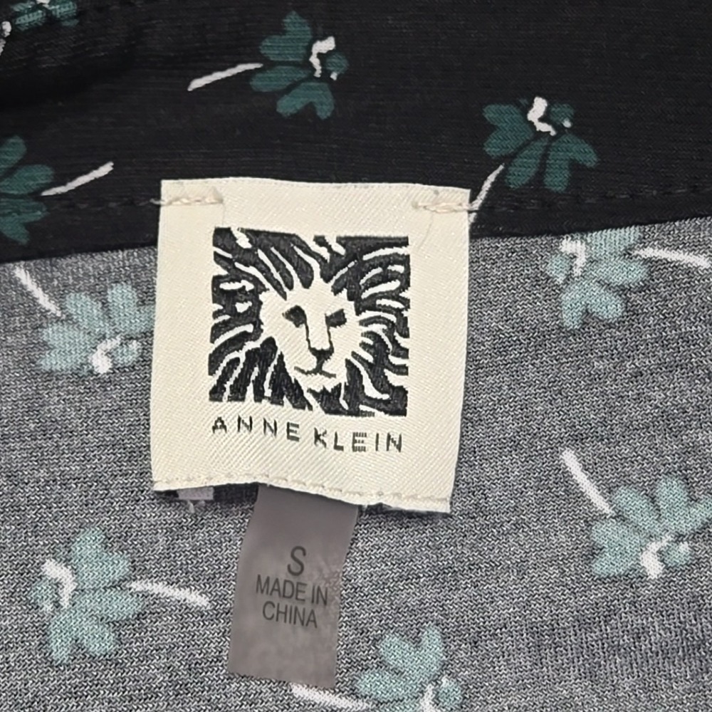 Anne Klein Black Print Stretch Knit Long Sleeve Top Blouse Size Small S - Picture 6 of 6